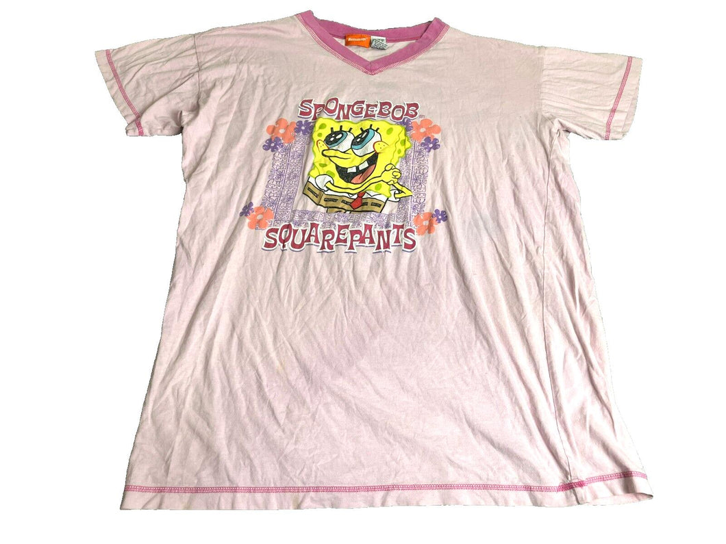 VTG Spongebob Squarepants Shirt Womens OSFM Pink Y2K Nickelodeon Oversized