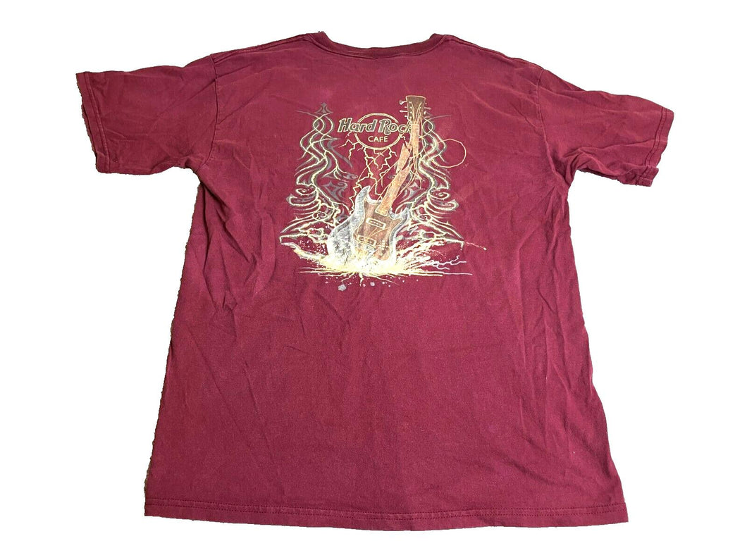 Hard Rock Shirt Adult Large Maroon Gatlinburg Lightning Guitar Streetwear Mens
