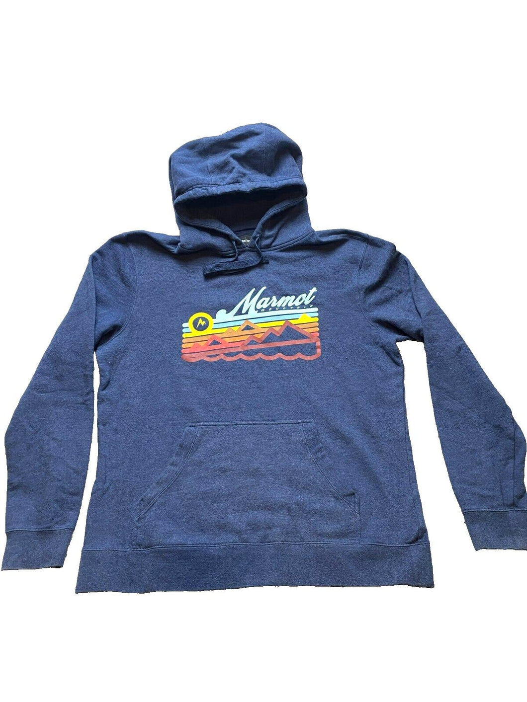 Marmot Sweatshirt Adult Large Heather Navy Mountain Fleece Hoodie Sweater Mens