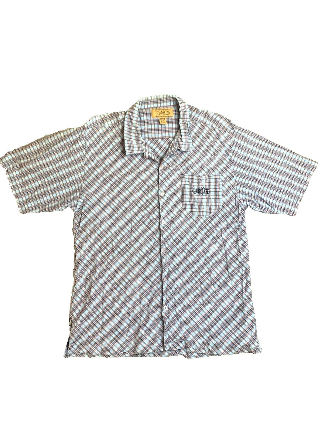 Snoop Dogg Shirt Adult 2XL XXL Blue Red Plaid Button Up Casual Camp Pocket Mens