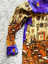 Load image into Gallery viewer, Chicos Shirt Womens 3 Extra Large AOP Diner City Scene Vibrant Button Up Silk
