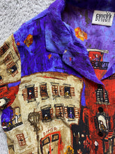 Load image into Gallery viewer, Chicos Shirt Womens 3 Extra Large AOP Diner City Scene Vibrant Button Up Silk

