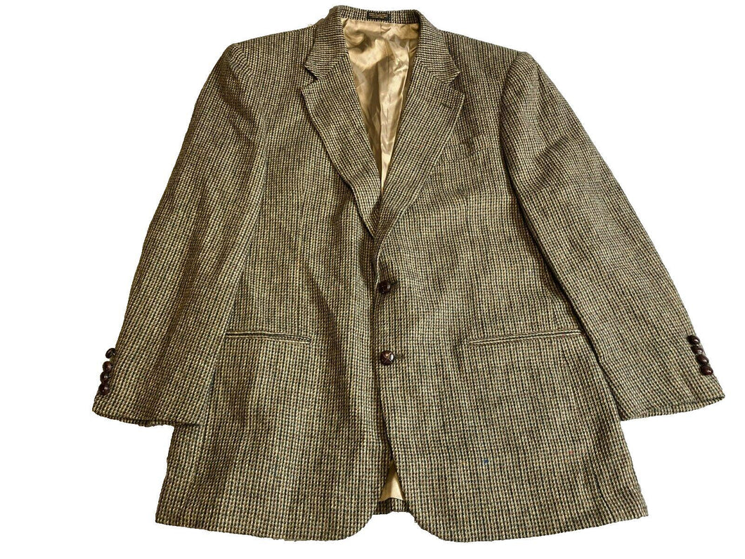 Andhurst Sport Coat Mens 44L Black Yellow Tweed Breasted 100% Wool Suit Blazer