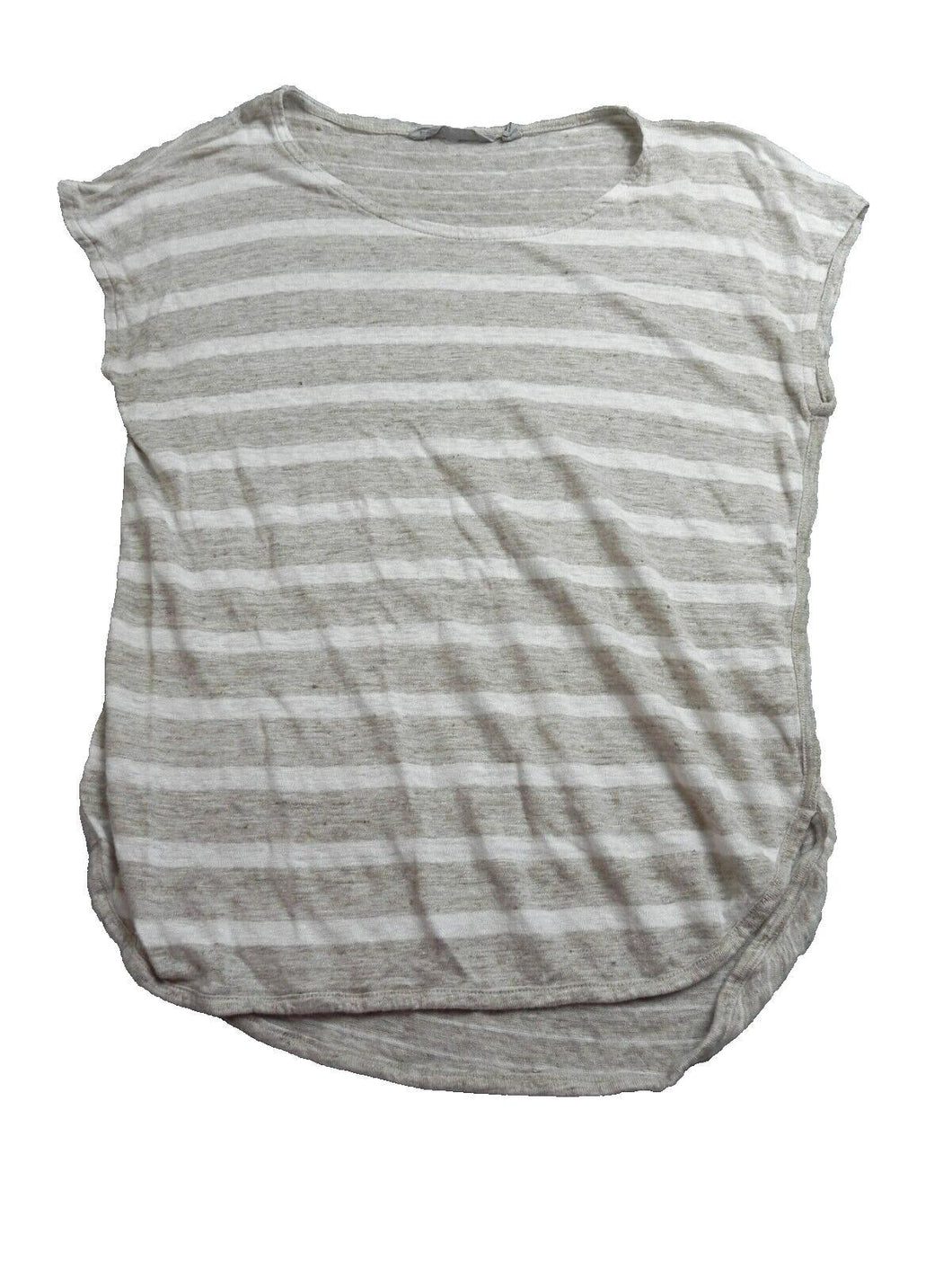 Athleta Shirt Womens Small Gray Striped 100% Linen Tank Blouse Casual Ladies