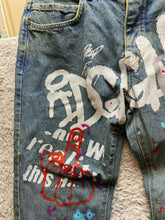Load image into Gallery viewer, Boohoo Man Jeans Adult 32x30 Blue Denim Graffiti Button Fly Hip Hop Punk Y2K
