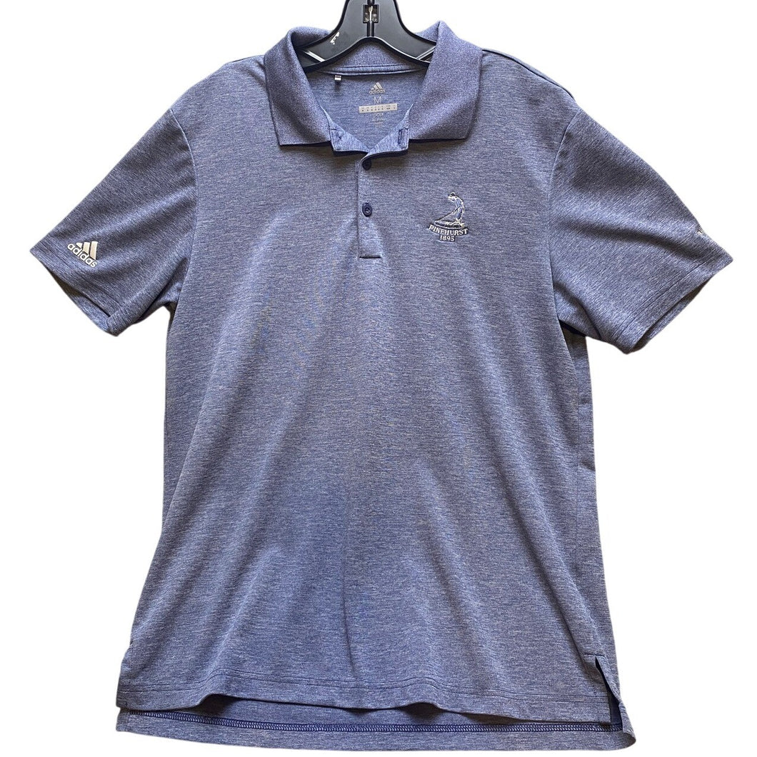 Adidas Polo Shirt Adult Medium Heathered Blue Pinehurst Golf Logo  Mens