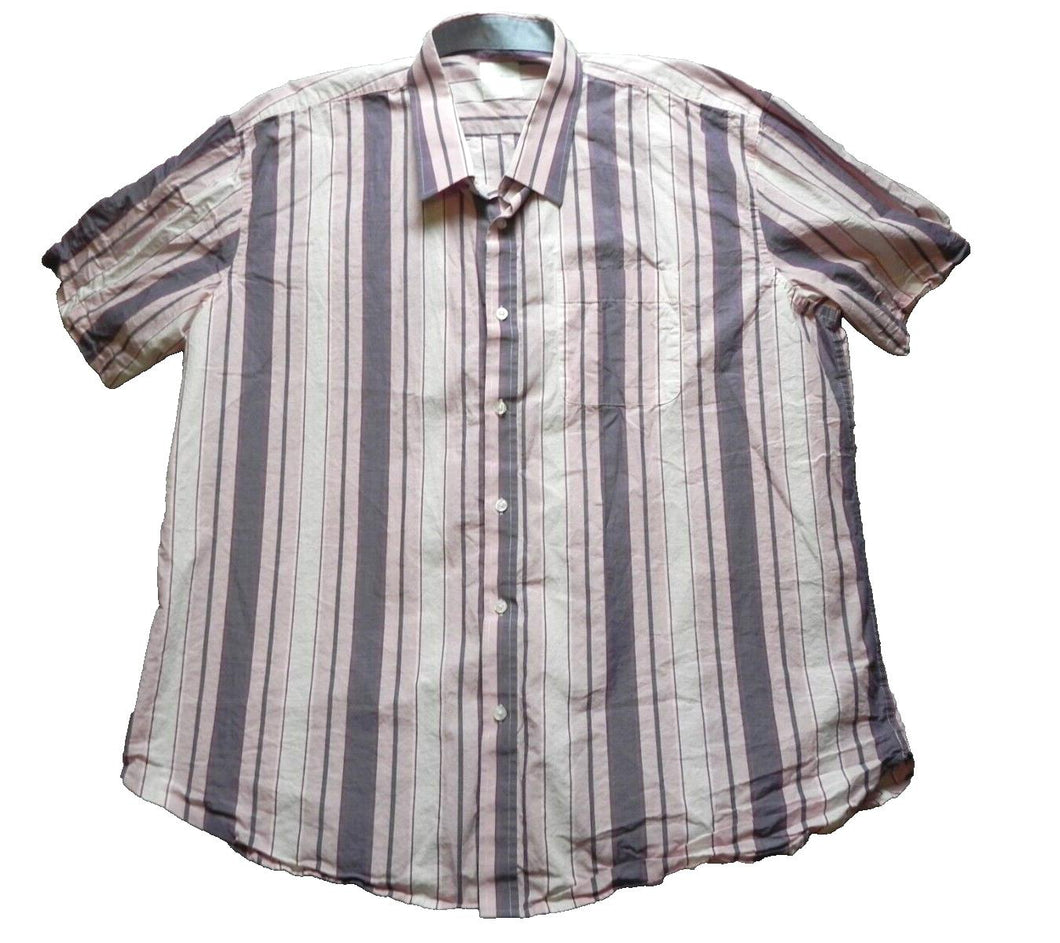Samuel Windsor Shirt Adult 3XL XXXL Button Up Short Sleeve Striped Casual Mens