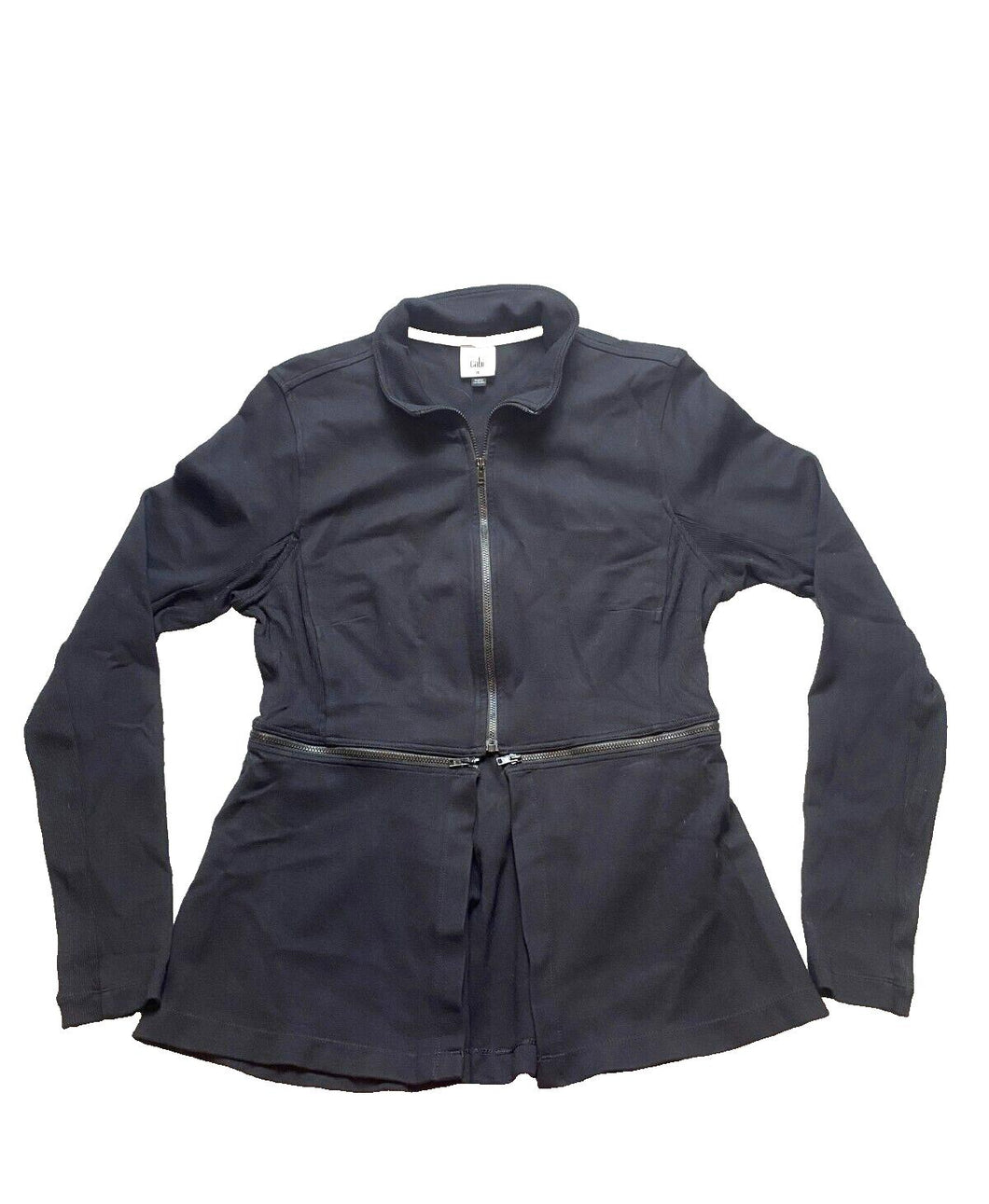 Cabi Jacket Womens Medium Black Convertible Long Cropped Peplum Rayon Stretch