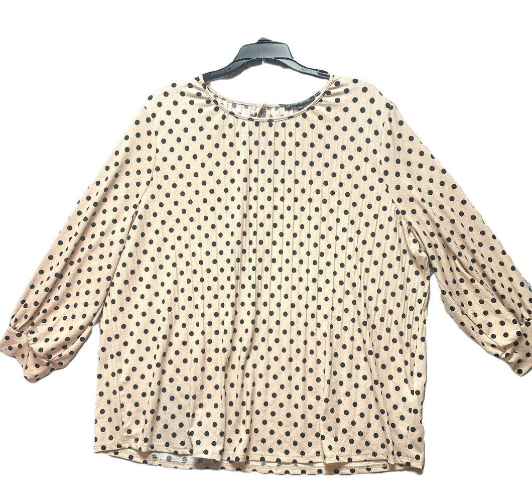 Adrianna Papell Shirt Women Extra Large Oversized Boxy Hippie Polkadots Blouse
