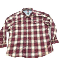 Load image into Gallery viewer, Wrangler Shirt Adult 3XL Maroon Beige Plaid Button Up Pocket Outdoor Camping Men
