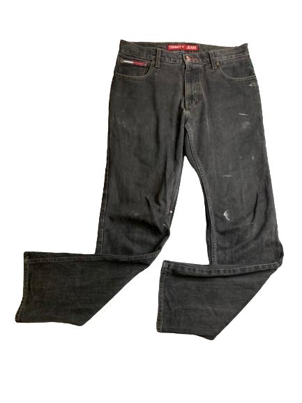VTG Tommy Hilfiger Jeans Adult 31x34 Black Denim Streetwear Skater Baggy Mens