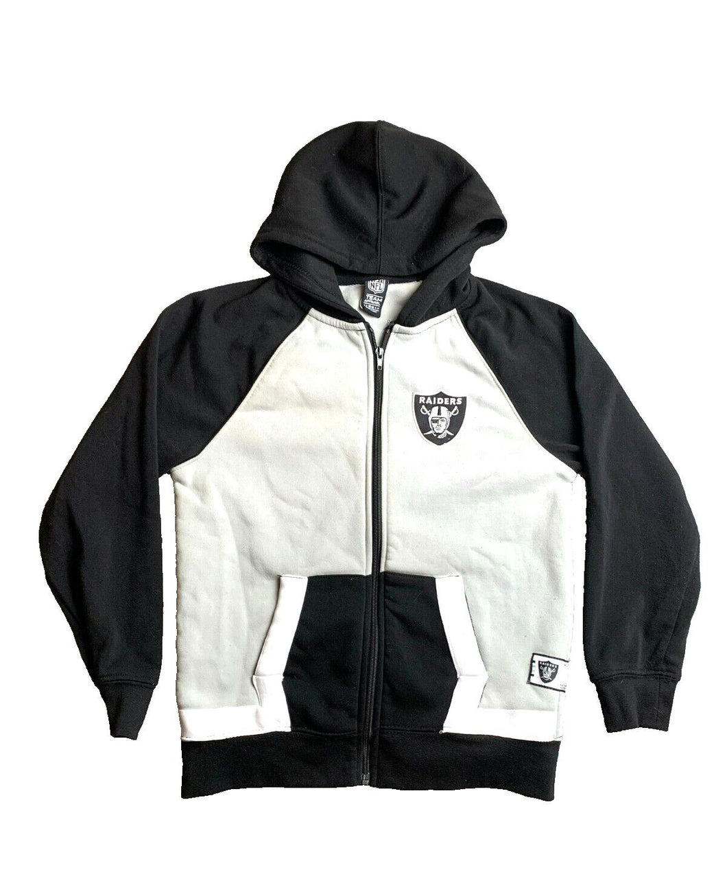 Oakland Raiders Sweatshirt Youth 14-16 Black Gray Hoodie NFL Football Boys