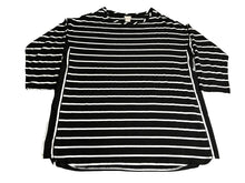 Load image into Gallery viewer, Chico&#39;s Zenergy Shirt Womens 2 Black White Striped Tunic Blouse Normcore Spandex
