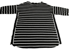 Load image into Gallery viewer, Chico&#39;s Zenergy Shirt Womens 2 Black White Striped Tunic Blouse Normcore Spandex

