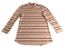 Load image into Gallery viewer, Free People Sweater Womens Large Peaach Maroon Striped Turtleneck Outerwear Lady
