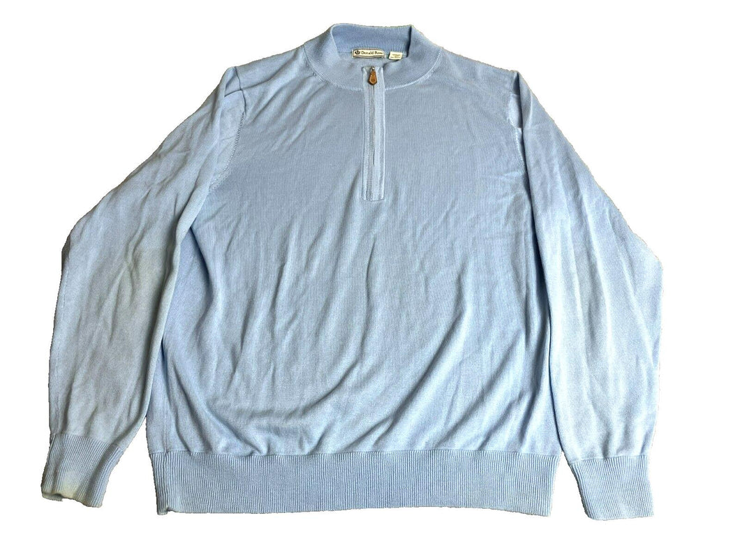Donald Ross Sweater Adult Medium Blue 1/4 Zip Mock Neck Wool Blend Golf Mens