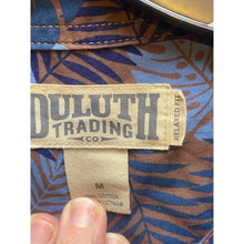 Load image into Gallery viewer, Duluth Trading Shirt Adult Medium Relaxed Fit Button Up Palm Leaf AOP Mens
