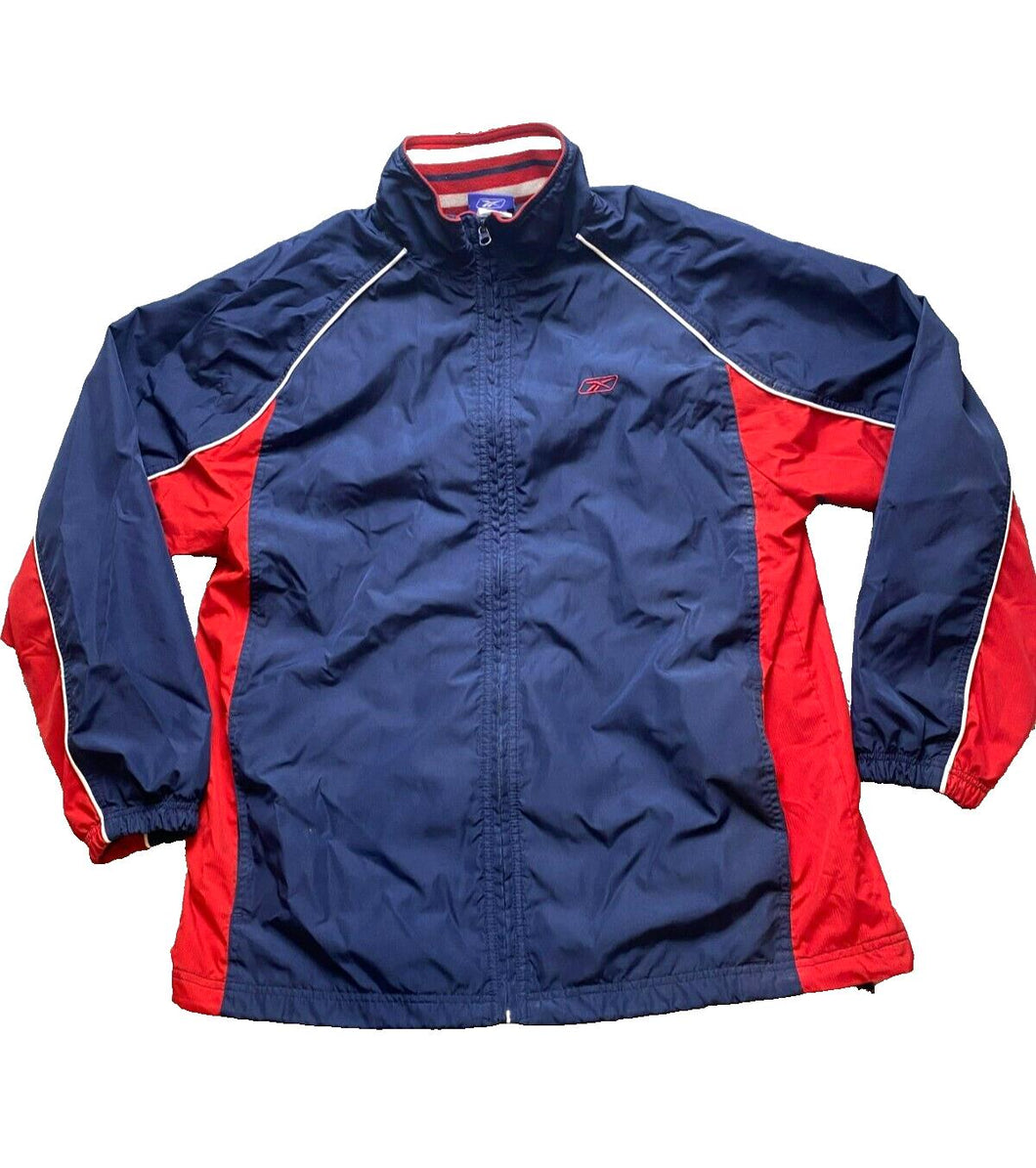 VTG Reebok Jacket Adult Medium Navy Full Zip Windbreaker Nylon Outdoor Y2K Mens