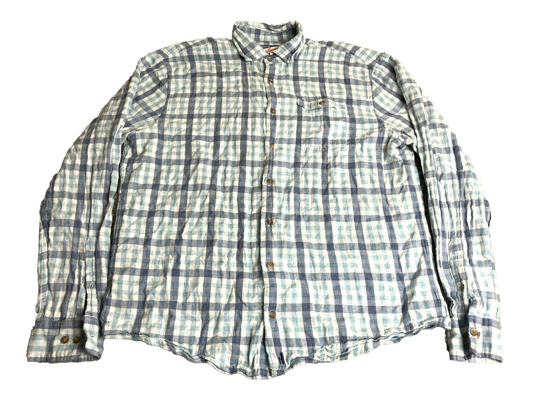 Johnnie O Shirt Adult Large Blue Surflannel Button Up Casual Surfboard Mens