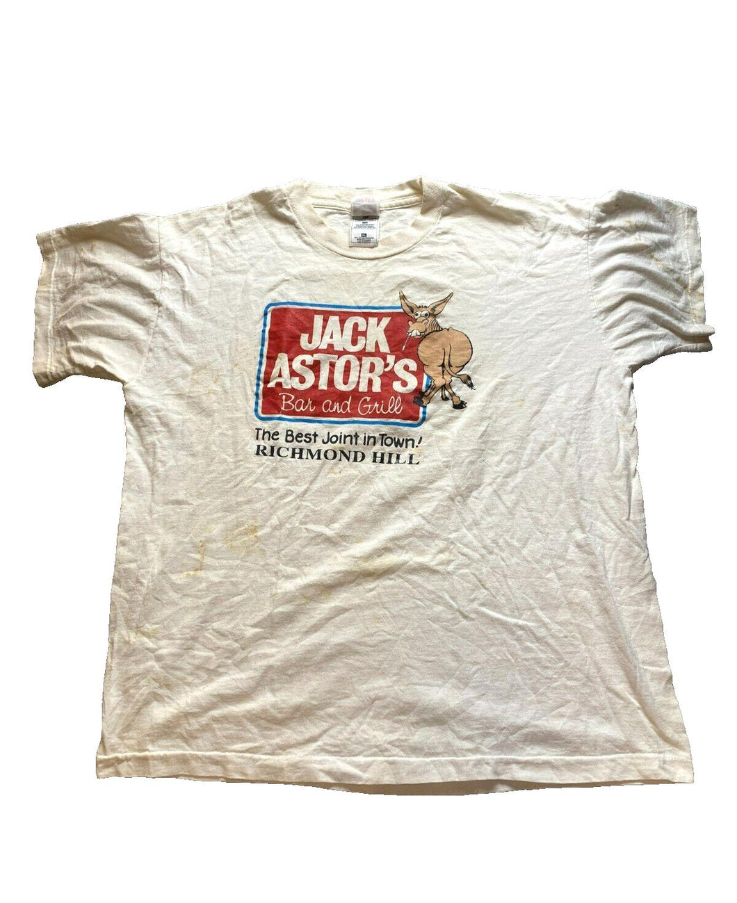 VTG Jack Astor's Shirt Adult Extra Large White Single Stitch Bar & Grill 90s Men
