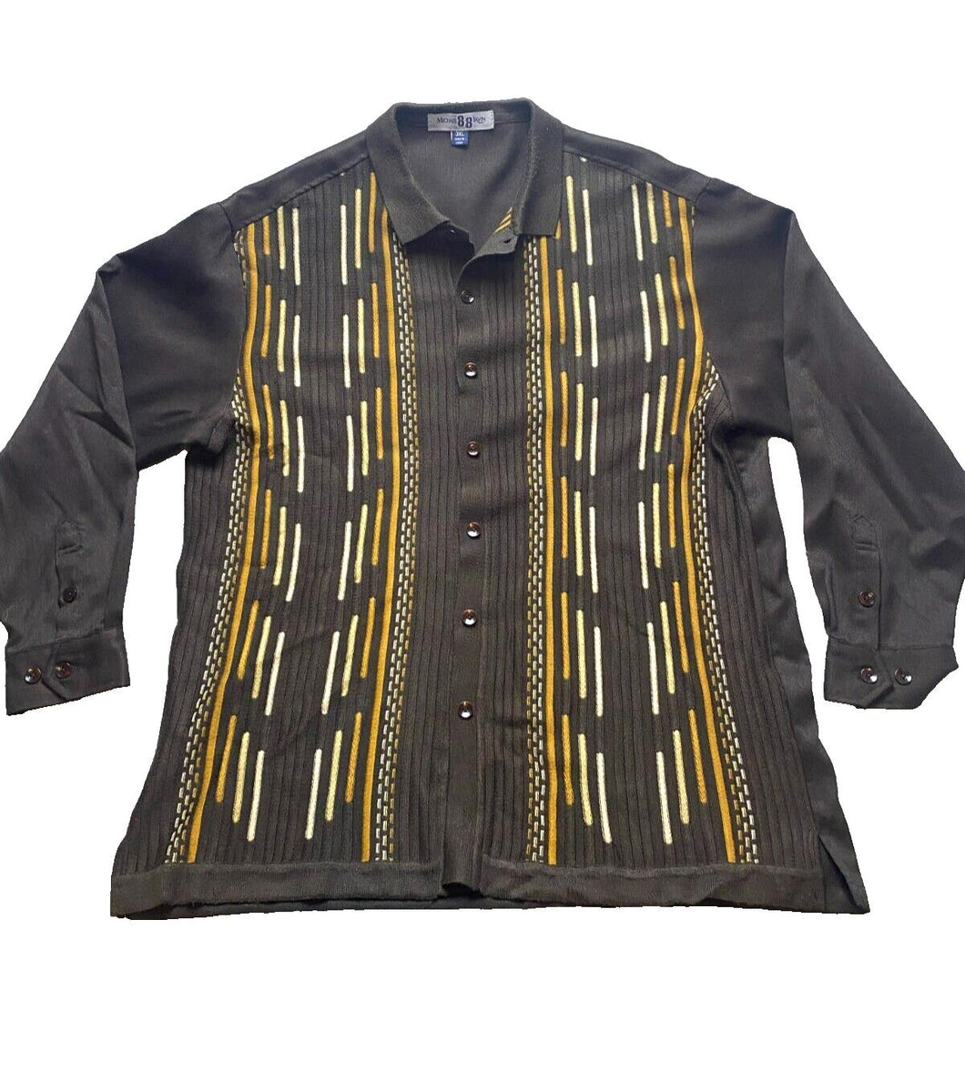 Michael Irvin 88 Shirt Adult 3XL XXXL Brown Designer Retro Knit Rayon Mens
