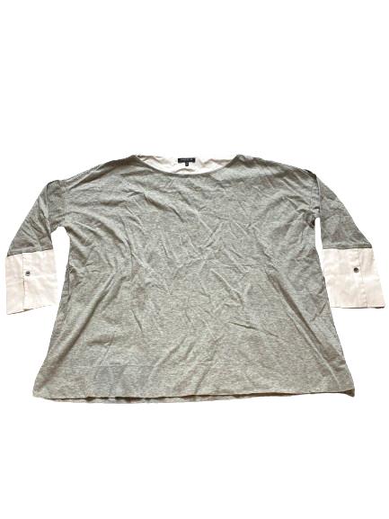 Lafayette 148 New York Shirt Womens Medium Gray Oversized Boxy Blouse Ladies