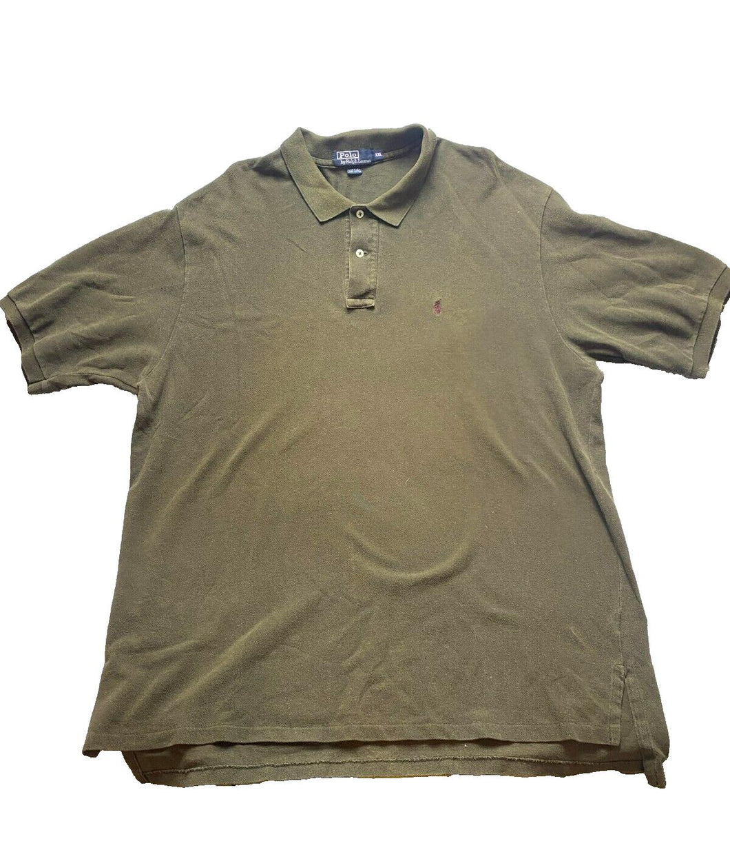 Ralph Lauren Shirt Adult 2XL Army Green Preppy Red Pony Casual Golf Polo Mens