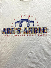 Load image into Gallery viewer, VTG Abe&#39;s Amble 10 KM Road Race Shirt Adult Extra Large White Single Stitch 90s
