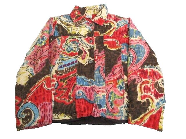 Parsley & Sage Shirt Womens Large Button Up Collared Blouse AOP Paisley Ladies