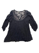 Load image into Gallery viewer, World Market Shirt Womens Large/XL Black Sheer Trim Lagenlook Flowy Boho Blouse
