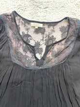 Load image into Gallery viewer, World Market Shirt Womens Large/XL Black Sheer Trim Lagenlook Flowy Boho Blouse
