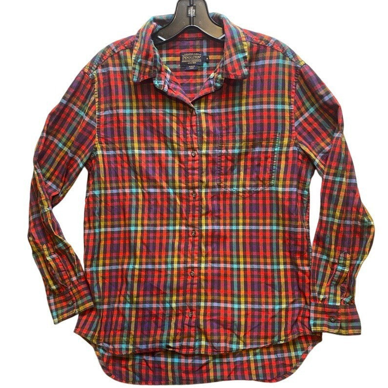 Pendleton Shirt Womens Small Rainbow Plaid Flannel Workwear Ourdoors Ladies