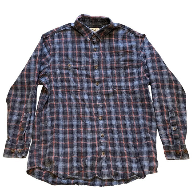 Duluth Trading Shirt Mens Large Tall Flannel Relaxed Fit Plaid Button Up