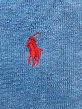 Load image into Gallery viewer, POLO Ralph Lauren Sweater Adult Medium Slate Blue 1/4 Zip Mock Neck Red Pony Men
