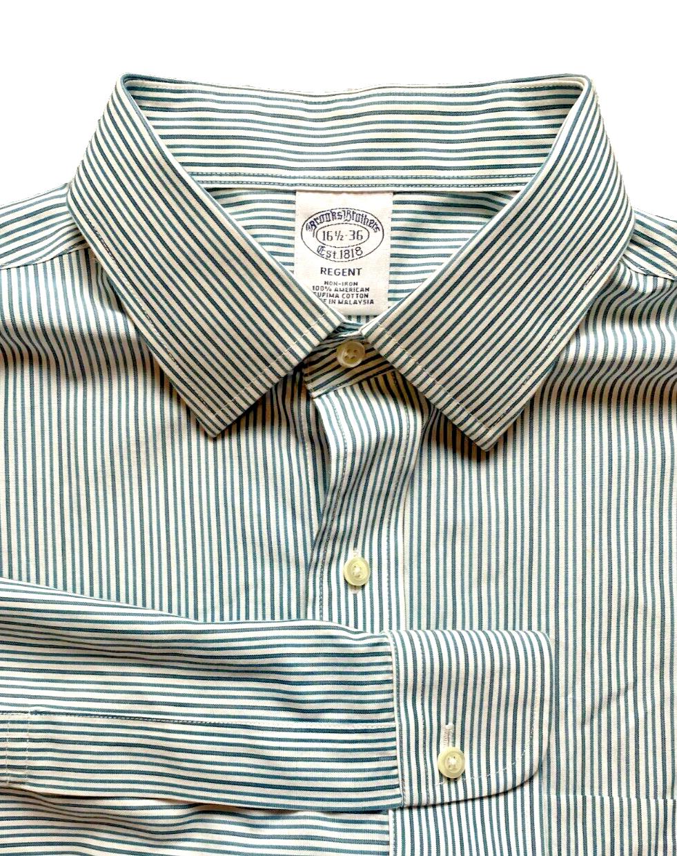 Brooks Brothers 1818 Shirt Adult 16.5 36 Extra Large Regent Non Iron Dress Mens