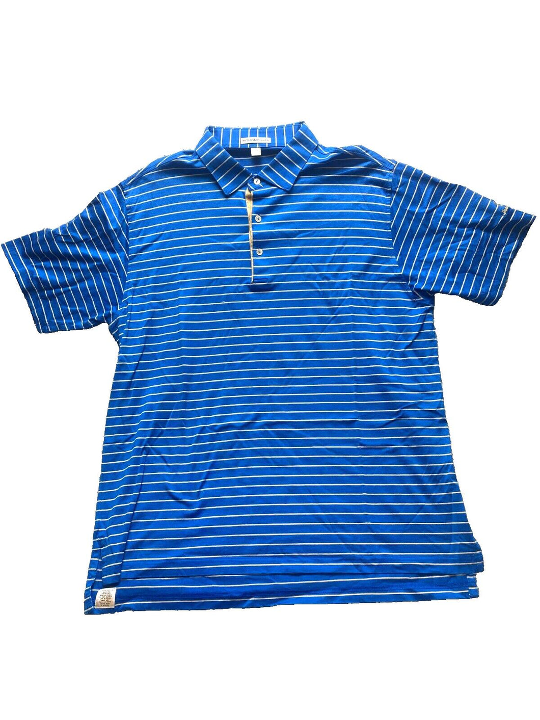 Peter Millar Shirt Adult Large Blue Beige Preppy Prestonwood Golf Polo Mens