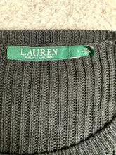 Load image into Gallery viewer, Lauren Ralph Lauren Sweater Large Black Ribbed Knit Lace Up Oversized Outerwear
