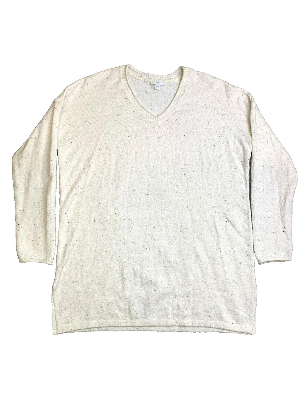 J Jill Sweater Womens Medium Off White V-Neck Oversized Boxy Outerwear Ladies