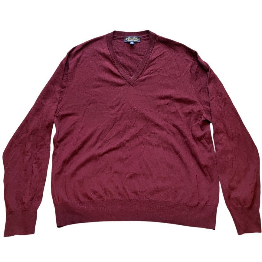 Brooks Brothers Sweater Mens XXL Brookstech Merino Wool VNeck Soft Knit Pullover