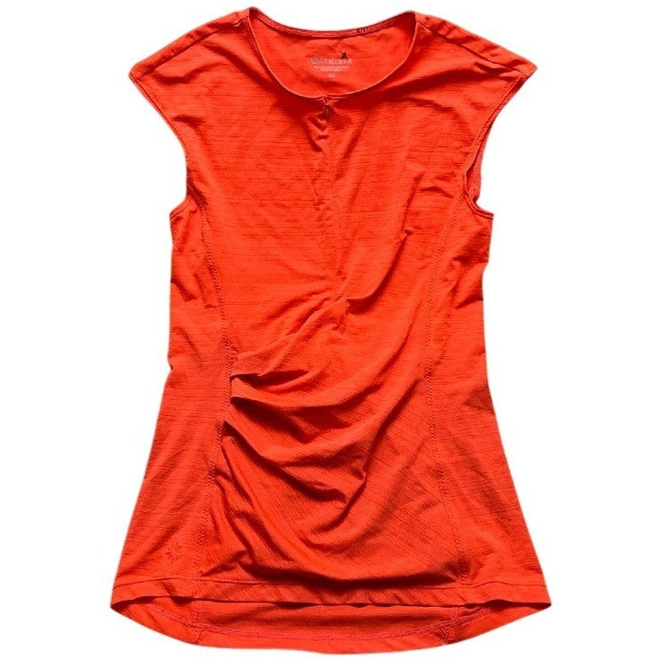 Athleta Shirt Womens XS Sleeveless Top Ruched Athletic Workout Activewear Orange