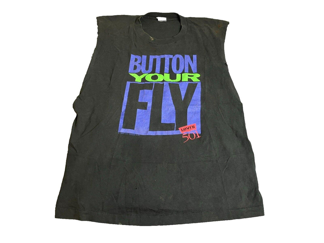 VTG Levi's 501 Shirt Adult Medium Button Your Fly Tank Single Stitch Promo Mens