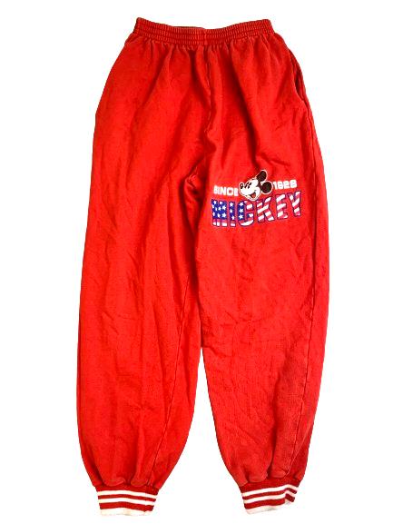 Mickey Mouse Pants Youth 24x25.5 Red Tapered Sweatpants Jogger Disney Boys