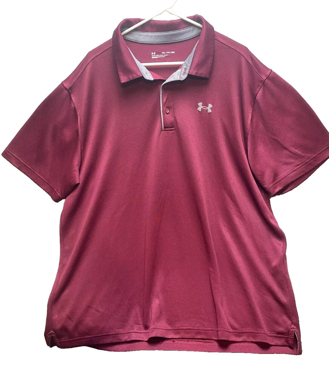 Under Armour Shirt Adult 2XL Maroon Loose Preppy Casual Sporty Golf Polo Mens