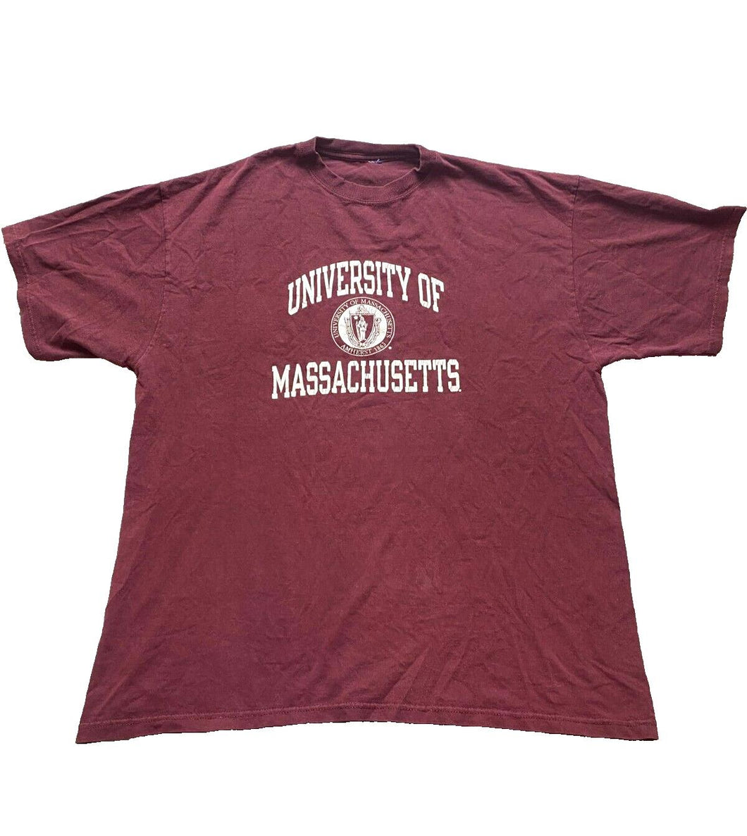 University Of Massachusetts Shirt Adult 2XL XXL Maroon Champion Sportswear Mens