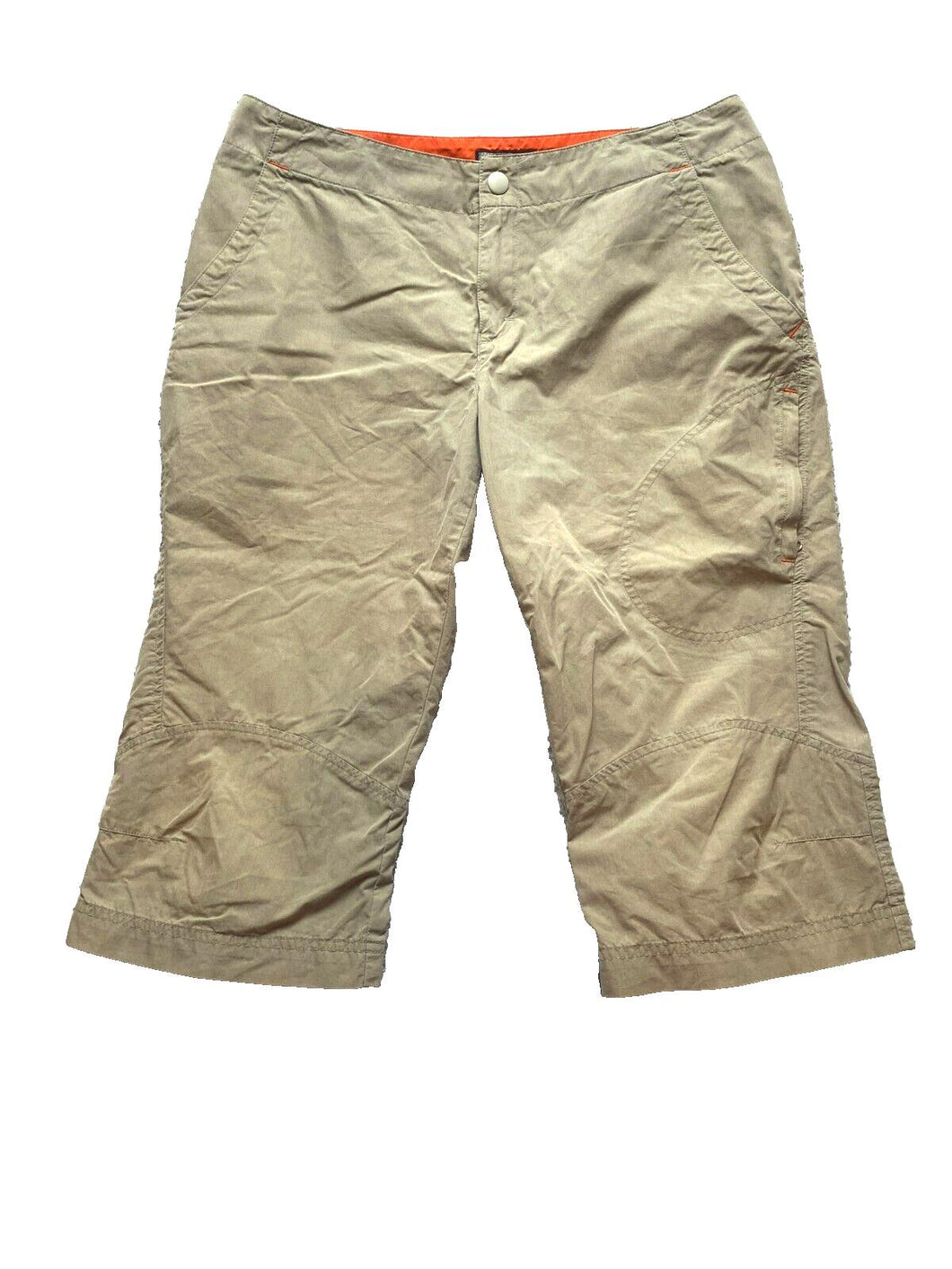 REI Pants Womens 12 (34.4x15.5) Khaki Cargo Capri Outdoor Hiking Nylon Ladies