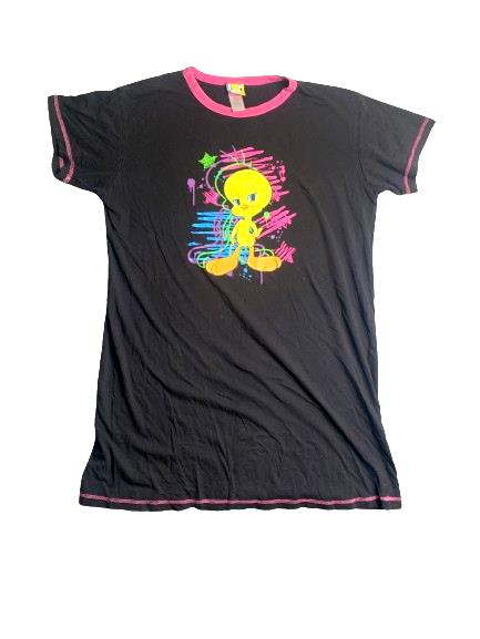 Tweety Bird Shirt Womens 2XL Black Ladies Sleepwear Tunic Sleepshirt Warner Bros