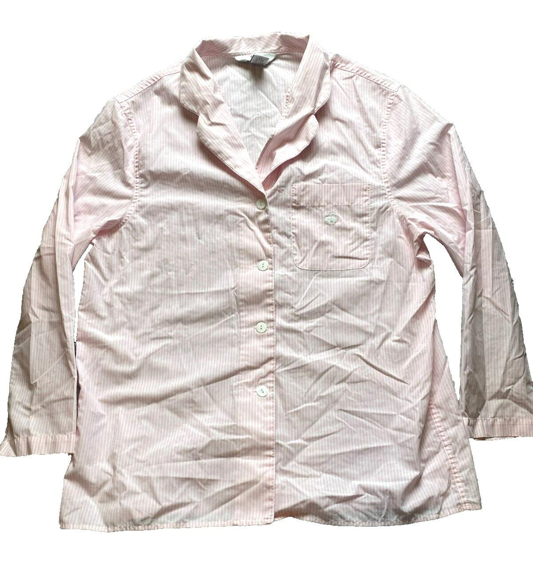 Brooks Brothers Shirt Womens Large Button Up Striped Cotton Embroidered Ladies