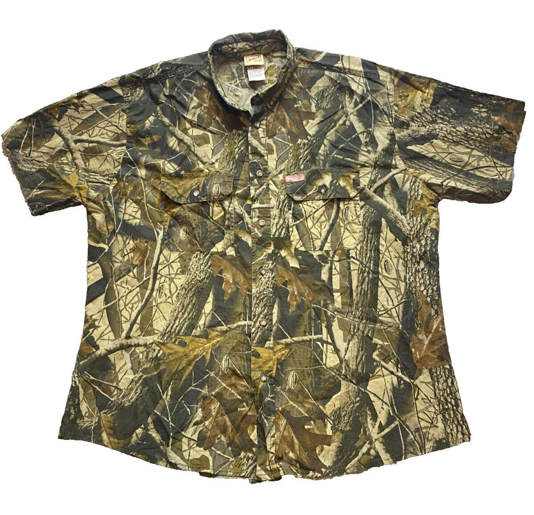 VTG Woolrich Shirt Adult Extra Large Wooden Camo Button Up Outdoor Hunting Mens