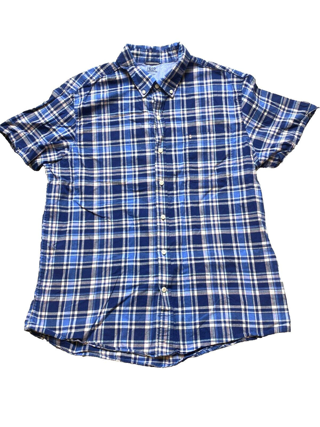 IZOD Shirt Adult Extra Large Blue Saltwater Relaxed Classics Button Up Mens