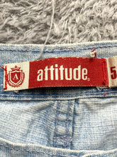 Load image into Gallery viewer, Attitude Shorts Adult 50 Blue Denim Jean Bermuda Flat Front Hip Hop Baggy Mens
